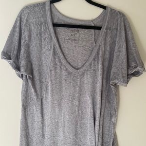 FREE PEOPLE Grey Silky Distressed T-Shirt
